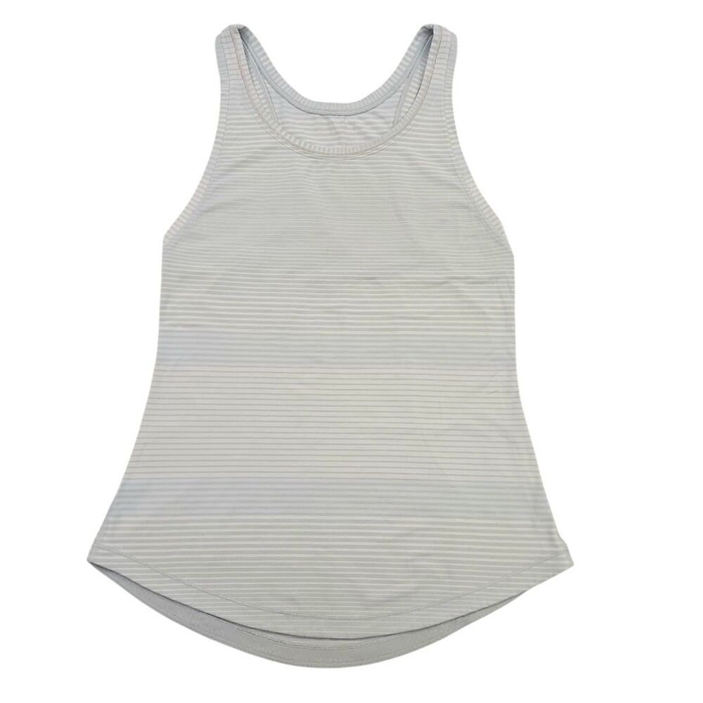Lululemon Tank Top Womens 4 Gray Stripes Athletic Gym Workout Training Yoga